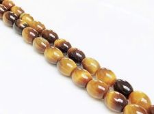 Picture of 8x6 mm, rice, gemstone beads, tiger eye, golden-brown, natural, A-grade