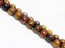 Picture of 10x10 mm, round, gemstone beads, petrified rainbow wood, natural