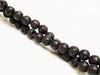 Picture of 8x8 mm, round, gemstone beads, lava rock, dyed black, waxed