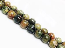 Picture of 8x8 mm, round, gemstone beads, rhyolite, green, natural, AA-grade