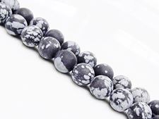 Picture of 8x8 mm, round, gemstone beads, obsidian, snowflake, natural, frosted