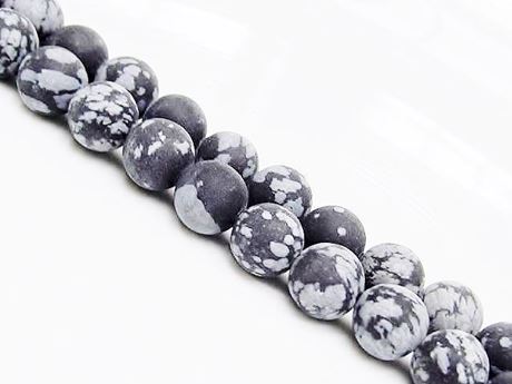 Image de 8x8 mm, perles rondes, pierres gemmes, obsidienne, flocon de neige, naturelle, dépolie