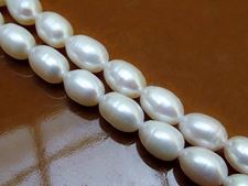 Image de 6-7 mm, ovale, pierres gemmes organiques, perles d'eau douce, blanches
