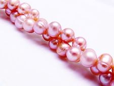 Picture of 6-7 mm, potato, organic gemstone beads, freshwater pearls, lilac pink