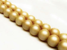 Picture of 10x10 mm, round, gemstone beads,  South Sea shell pearls, golden beige, frosted