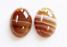 Picture of 13x18 mm, oval, gemstone cabochons, natural striped agate, milk chocolate brown