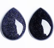 Picture of 18x25 mm, drop, gemstone cabochons, goldstone, night blue