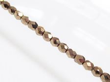 Image de 4x4 mm, perles à facettes tchèques rondes, noires, opaques, lustre doré
