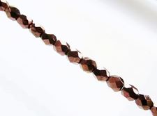 Image de 4x4 mm, perles à facettes tchèques rondes, noires, opaques, lustrées bronze rouille