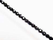 Picture of 4x4 mm, Czech faceted round beads, black, opaque, glossy finishing