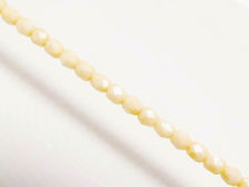Picture of 4x4 mm, Czech faceted round beads, chalk white, opaque, cream butter white shimmer