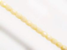 Afbeeldingen van 3x3 mm, Tsjechische ronde facetkralen, krijtwit, ondoorzichtig, boterroom witte glinster
