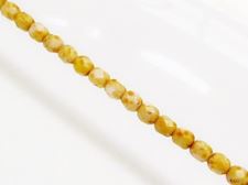 Image de 4x4 mm, perles à facettes tchèques rondes, blanc craie, opaque, picasso