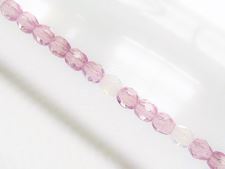 Image de 4x4 mm, perles à facettes tchèques rondes, translucide, rose lavande opale et neige