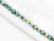 Picture of 3x5 mm, Czech faceted rondelle beads, frosted zircon blue, translucent, marea luster