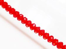 Picture of 3x5 mm, Czech faceted rondelle beads, hyacinth orange red, transparent