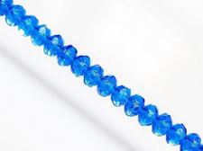 Image de 3x5 mm, perles à facettes tchèques rondelles, bleu saphir, transparent