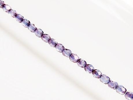 Picture of 4x4 mm, Czech faceted round beads, transparent, alexandrite purple luster