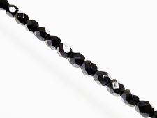 Picture of 6x6 mm, Czech faceted round beads, black, opaque, glossy finishing