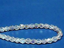 Picture of 6x6 mm, Czech faceted round beads, crystal, transparent, AB