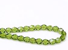 Picture of 6x6 mm, Czech faceted round beads, dark olive green, transparent