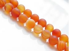 Picture of 8x8 mm, round, gemstone beads, carnelian, natural, frosted
