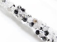 Picture of 4x4 mm, round, gemstone beads, rutilated quartz, black, natural