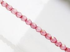 Image de 4x4 mm, perles à facettes tchèques rondes, cristal dépoli, translucide, lustré vieux rose