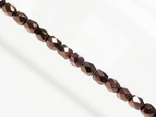 Picture of 3x3 mm, Czech faceted round beads, black, opaque, rusty bronze luster