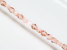Image de 6x6 mm, perles tchèques coupées-de-deux manières, rose pêche, transparent
