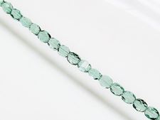 Image de 6x6 mm, perles tchèques coupées-de-deux manières, vert céladon bleu, transparent