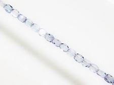 Image de 4x4 mm, perles tchèques coupées-de-deux manières, cristal, transparent, lustre bleu lumi