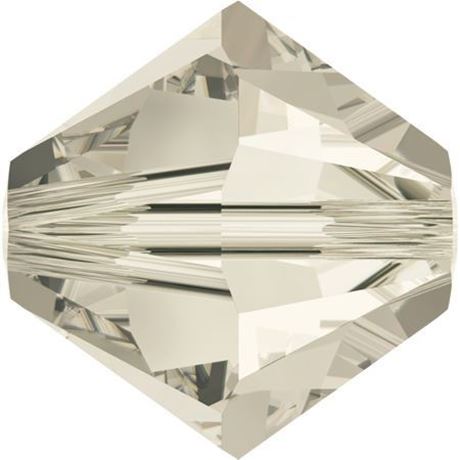 Afbeeldingen van 4 mm, Xilion bicone Swarovski® kristal kralen, kristal zilver tint