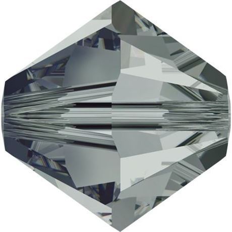 Afbeeldingen van 4 mm, Xilion bicone Swarovski® kristal kralen, diamant zwart