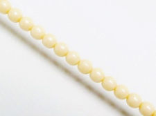 Picture of 6x6 mm, round, Czech druk beads, chalk white, opaque, cream butter white luster
