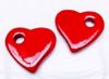 Picture of 2.7x2.5 cm, Greek ceramic pendant, heart-shaped, scarlet red enamel