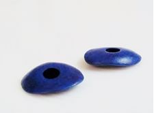 Image de 16x13 mm, perles disques cornflakes en céramique grecque, bleu outremer, mat, 12 pièces