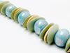 Picture of 16x13 mm, Greek ceramic cornflake disk beads, tea green, matte, 12 pieces