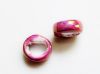 Picture of 18x18x7mm, Greek ceramic slider beads, pink burst enamel, oil in water effect