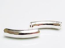 Picture of 27x6 mm, Greek ceramic tube beads, curved, silver-metalized