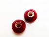 Picture of 12x12 mm, Greek ceramic round beads, grenadine red enamel