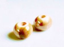 Picture of 12x12 mm, Greek ceramic round beads, iced coffee brown enamel, oil in water effect