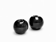 Picture of 12x12 mm, Greek ceramic round beads, jet black enamel