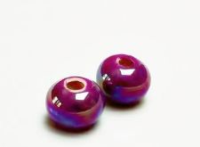 Image de 12x12 mm, perles rondes en céramique grecque, émail violet passion, effet huile dans l'eau