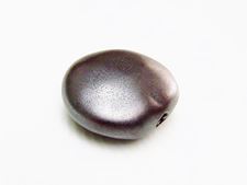 Image de 27x14 mm, perles galets, céramique artisanale grecque, émail brun gris, matifié