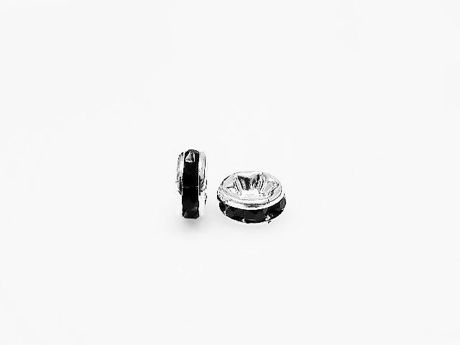 Image de 5mm, rondelles strass, perles en laiton, noir-argenté, 20 pièces