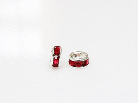 Image de 5mm, rondelles strass, perles en laiton, rouge profond-argenté, 20 pièces