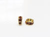 Picture of 5mm, rhinestone rondelle, brass beads, light chestnut brown-gold-plated, 20 pieces