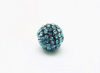 Picture of 10x10 mm, round, alloy beads, gunmetal-plated, turquoise blue pavé crystals, 2 pieces