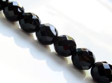 Image de 12x12 mm, perles à facettes tchèques rondes, noir de jais, opaque, pré-enfilé, 1 perle